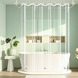 Seenus Bathroom Clear Shower Curtain Inner Liner with 3 Large Magnets, 72 x 84 inch Extra Long PEVA 8G Weighted Shower Liner Bpa-Free, Waterproof 84'' Tall Plastic Shower Curtain Transparent