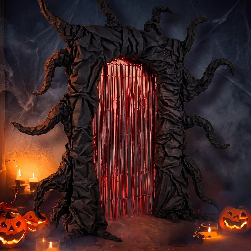 3.3ft x 6.6ft Black Red Party Streamers Backdrop Black Craft