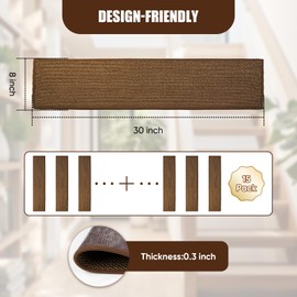 WeHot 15Pcs Linen Carpet Stair Treads for Wooden Steps –8" x 30" Stair Treads Non Slip with Self-Adhesive and Washable Backing – Staircase Step Treads for Kids, Elders, and Pets (Brown)