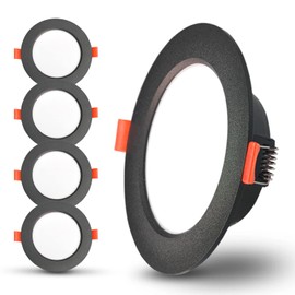 Sweier LED Spotlight IP44 Black, 7 W Recessed Ceiling Spotlight LED 230 V, 600 LM Warm White 3000 K Ceiling Spotlights LED, Hole Diameter 88-100 mm, Installation Depth 35 mm, Set of 5