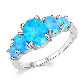 CiNily Blue Fire Opal Silver Women Jewelry Gemstone Ring Size 5-12 (8)