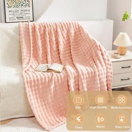 DuShow Fleece Throw Blanket,Soft Flannel Fluffy Cosy Warm Fleece Blanket,Perfect for Bed Couch and Sofa,Pink,130x150cm
