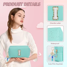 AIBFRID Birthday Gifts for Women Her,Travel Cute Makeup Bag,Large Capacity Cosmetic Bags for Women Makeup Pouch PU Leather Waterproof Cosmetic Bag, Blue, I