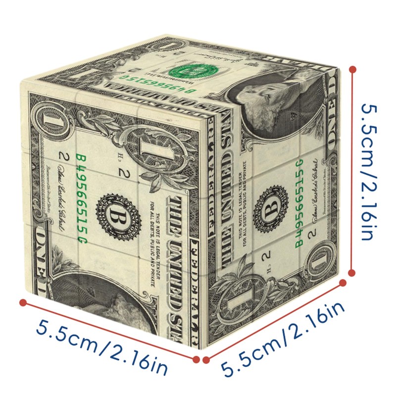 3x3 Speed Cube, One-Dollar Notes Bill Pattern UV Printing Cube