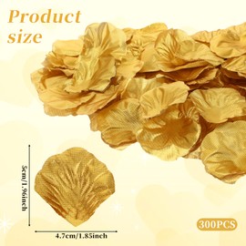Bewudy 300PCS Fake Rose Petals, Gold Silk Rose Petals, for Romantic Night Romantic Festive Atmosphere Creation for Marriage Proposal Wedding Valentine's Day Decoration Party Activities (Gold) (300)