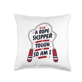 Fitness Jump Rope Gear Apparel Gifts For Beginners Skipper is Tough But So Am I Skipping Jump Rope Throw Pillow, 16x16, Multicolor