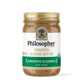 Philosopher Foods Crunchy Alchemy Sprouted Almond Nut Butter, 16 oz. – Thick Organic Butter, Natural Sweetness, Stone Ground Almonds, Keto Snack, Vegan Butter, Paleo & Small Batch