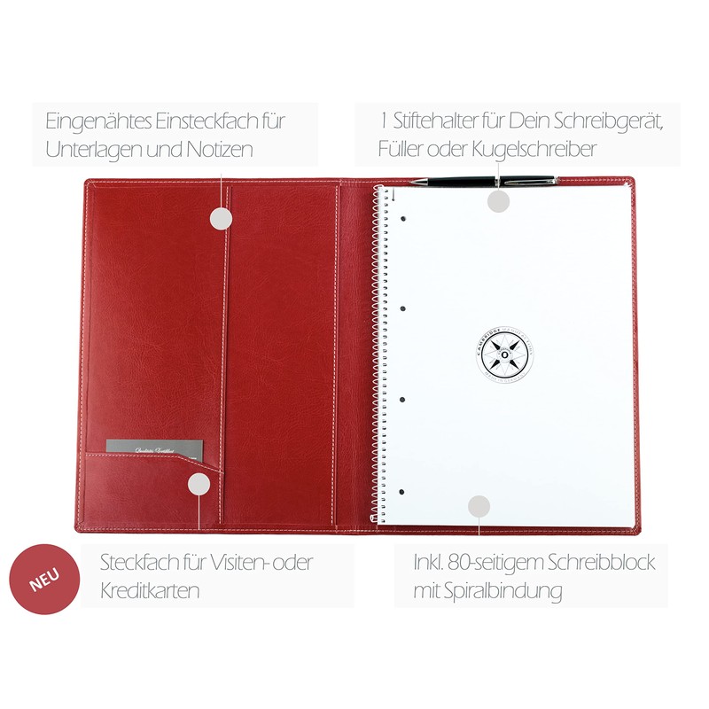DELMON VARONE Writing Case with Notepad DIN A4 (80 Sheets)