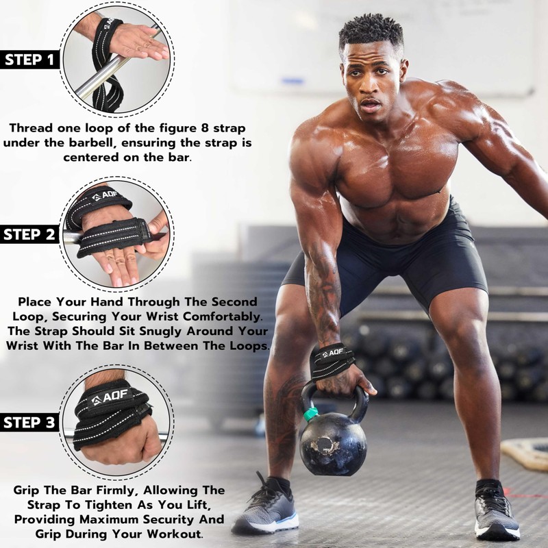 AQF Figure 8 Lifting Straps, Anti Slip Gym Wrist Supports