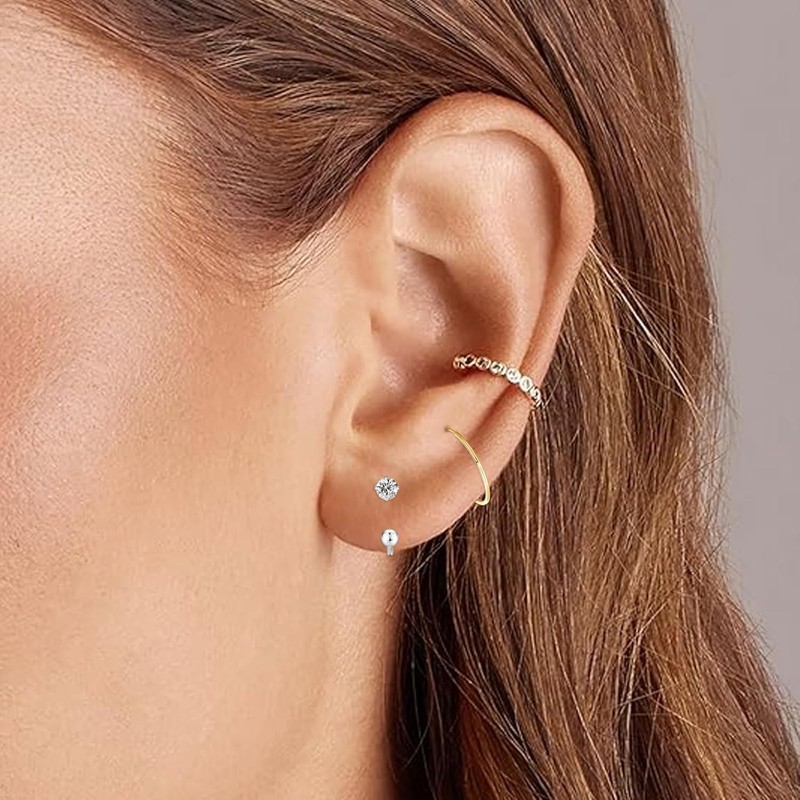 Winzige 3mm Birthstone Ohrringe für Frauen Teenager Mädchen Kleine Huggie