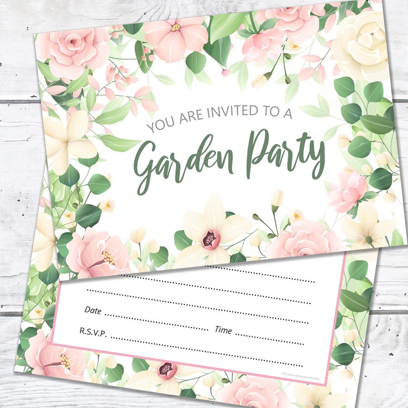 Olivia Samuel 20 x Garden Party Invitations – Ready to