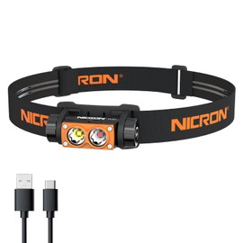 NICRON H15T Headlamp Rechargeable, 500 Lumens LED Headlamp with Red Light, IP67 Waterproof 8 Modes Head Leamps for Camping Running Fishing Adults