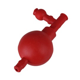 RDEXP 72x52x126mm Labware Red Rubber Pipette Filler Bulb with Three Valve for Chemistry Labware