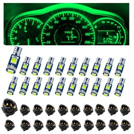GutGiel 20 PCS T5 37 74 Car LED Bulb Dash Lights with Twist Lock Socket PC74 PC37, Instrument Cluster Bulbs 3030-3SMD for Interior Car Lights Dashboard Instrument Panel Gauge Cluster Indicator(Green)