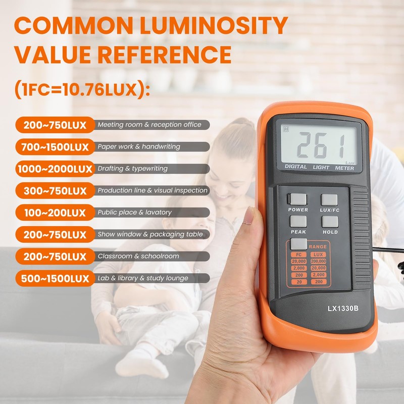 LX1330B Lighting Meter LCD Display Digital Luxmeter 0.1 to 200,000