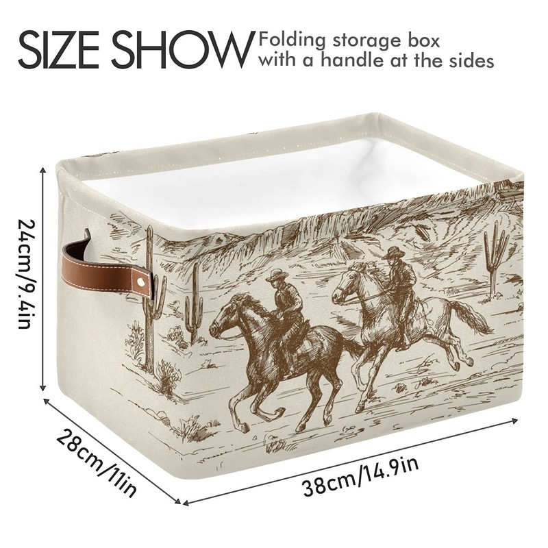 WELLDAY Storage Basket Western Desert Cowboy Closet Storage Bin Cube