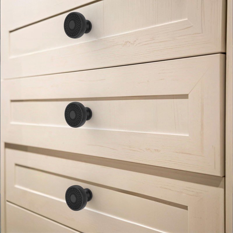 Alzassbg 10 Pack Matte Black Cabinet Knobs, 1.4 Inch Diameter