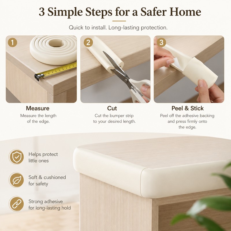 2M Furniture Edge Protector Strip – Soft NBR Corner Guard