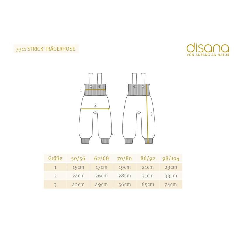 Disana 33101XX - Knitted Dungarees, Natural Wool - natural