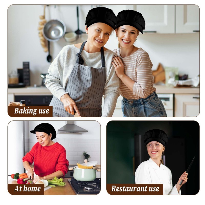 TIEOME Pack of 2 Unisex Elastic Cooking Hat Mesh Breathable
