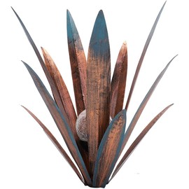Metal Agave Plant Garden Art, 2 Pack Big Tequila Rustic Sculpture, Rustic Metal Agave Plants Garden Lawn Home Ornaments, for Yard Stakes, Garden Figurines, Outdoor Patio (2 PCS Colorful with Light)