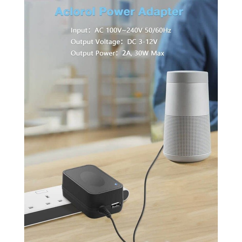 Aclorol Universal Power Adapter 30W 12V 9V 7.5V 6V 5V