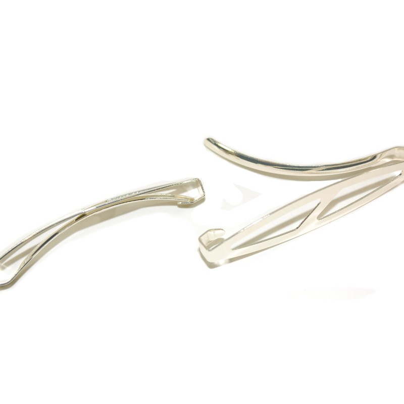Pair of Oval Shaped Clip-in End Barrettes, Hair Slides with
