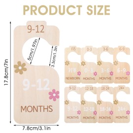 Ptwola 8PCS Wooden Baby Closet Dividers, 3D Double-Sided Baby Wardrobe Organizer Boho Adorable Daisy Nursery Decor Hanger from Newborn to 24 Months Size Clothes
