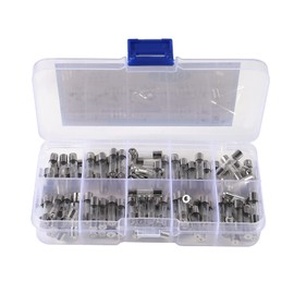 DIANN 100pcs Fast-Blow Glass Fuses Assortment Kit 10 Values 5x20mm 250V 0.2 0.5 1 2 3 5 8 10 15 20A amp Assortment Kit