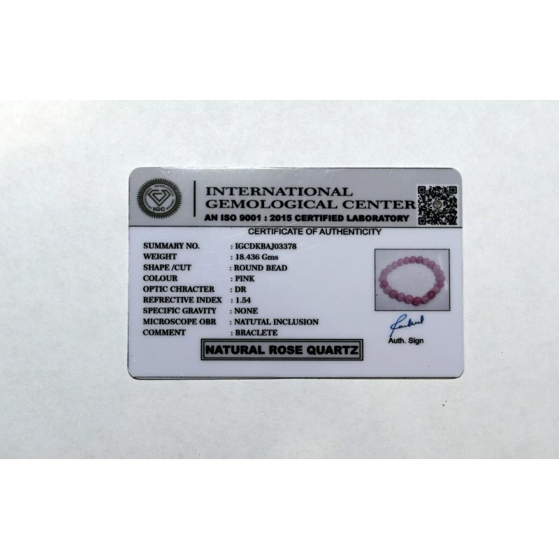 Natural Rose Quartz Bracelet with Certificate