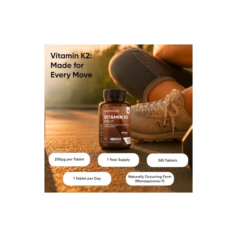 Vitamin K2 MK7 200mcg - 1 Year Supply - 365
