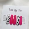 [Handmade Nail Tips] Hot Pink Cow Nails - Almond /