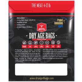 Dry Aging Bags Breathable Membrane Kit, Easily Create Delicious DIY Aged Beef Meat Steaks. 4pcs Dry Age Bags Set 25x50 cm (10x20 in) 1-5 kg (2-12 lb) - Artisan Meat LAB