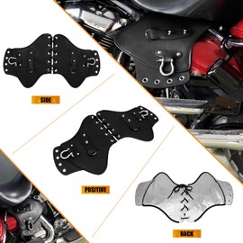 HCmotorku Universal Leather Side Saddle Heat Shield Deflector Fits for Harley Sportster Dyna Softail Touring Yamaha Honda Suzuki Kawasaki (Black)
