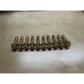 Din 6923 M7 32mm 24 K Gold 3PC Wheel Rim Assembly Bolts BBS RS OZ Schmidt Screws (10 Pcs)