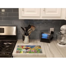 Caroline's Treasures PRS4063LCB Rooster Barnyard Morning Glass Cutting Board Large Decorative Tempered Glass Kitchen Cutting and Serving Board Large Size Chopping Board