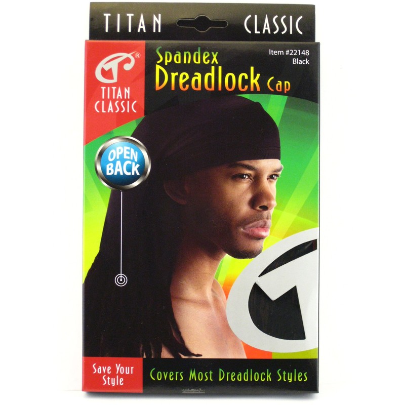 Titan Classic Open Back Spandex Dread Lock Cap - Black