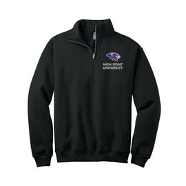 Sorority Letters Shop High Point University Quarter Zip Sweatshirt with HPU Panthers Embroidered Logo (US, Alpha, Medium, Regular, Regular, Black)