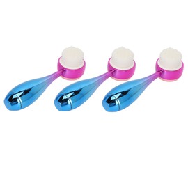 Cepillo de Limpieza Facial de Doble Cara para Piel Sensible Elimina la Suciedad Mejora el Colágeno Agarre Cómodo Fácil de Usar Material Plástico de 3 Piezas, Cepillo de Mano con