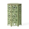 FocusOnHome Outdoor 14" Iron Floral Side Table Patio Side Table,