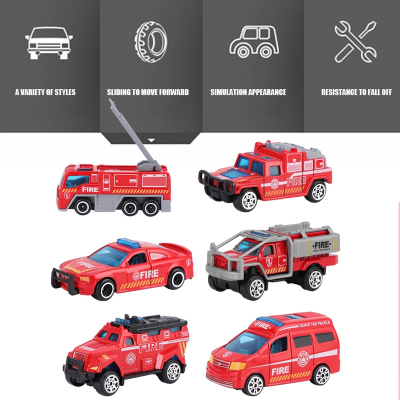 6pcs 1:64 Engineering Car Model Alloy Simulation Vehicle Car Model
