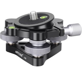 ARTCISE Tripod Leveler Base, Camera Leveler, Aluminum Tripod Headstock with -15°/+15° Tilt, with 3 Spirit Levels and 3 Wheels +/-5 Degree Precision Adjustment, Max Load 10kg
