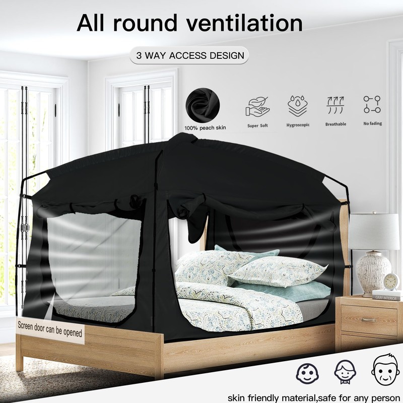 Bed Tent,Portable Privacy Sleeping Bed Canopy,Blackout 90% Drapes for Kids