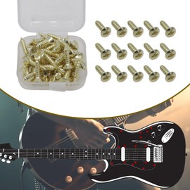 CashBeat 50-Pack Guitar/Bass Pickguard Screws - Gold Mounting Hardware Set, Fit for Fender Strat/Tele & Gibson Les Paul/SG