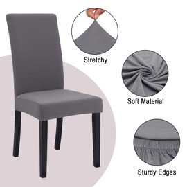 FRKOKRFA Chair Covers, Set of 4, Stretchy Dining Room Chair Covers, Removable Washable Chair Covers, Modern Elastic Covers for Home, Hotel, Banquet, Party Decoration and Wedding (Grey)