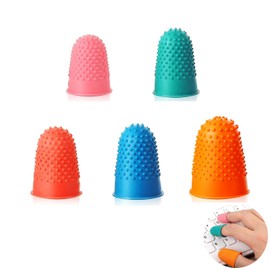 5 Pcs Rubber Finger Thimbles, 5 Different Sizes Colors Rubber Thimbles, Reusable Rubber Finger Tips, for Money Counting, Writing, Sorting Task to Protect Finger Tip and Gripping Aid