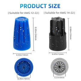40PCS Waterproof Outdoor Wire Electrical Connectors,Sealant Twist Nuts Caps Cable Terminal Connector Gel for Landscape Light, Building Application, Wet Location Installation, 22AWG-12AWG, Black&Blue