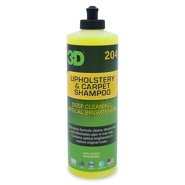3D Upholstery & Carpet Shampoo - High Foam Stain Remover & Odor Eliminator Shampoo 16oz.