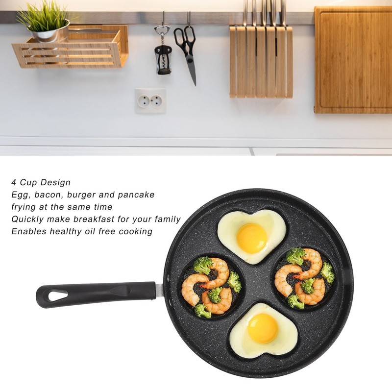 Egg Frying Pan 4 Cups Stick Proof Even Heating Iron