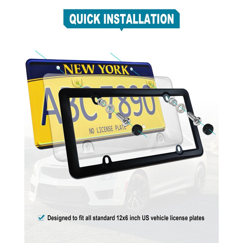 RCKJNJ License Plate Covers Frames- 2 Sets Car Plate Protectors,